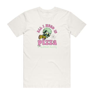 All I Need Is Pizza And Horror Movies - Halloween T-Shirt - Natural