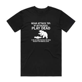 Bear Attack Tip - Funny T-Shirt - Black