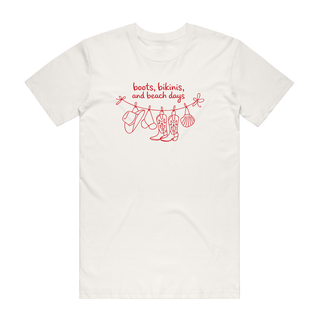Boots, Bikinis, And Beach Days - Graphic T-Shirt - Natural