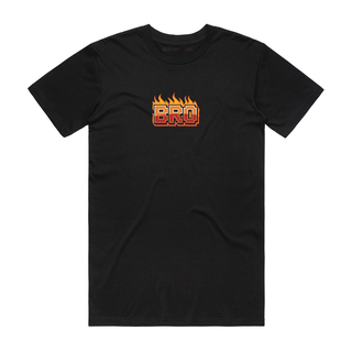 Bro (Flames) - Slogan T-Shirt - Black