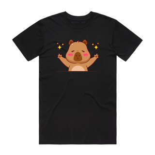 Capybara Sparkle - Graphic T-Shirt - Black