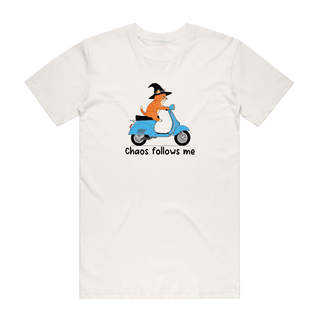 Chaos Follows Me - Funny T-Shirt - Natural