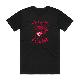 Cupid Find Me A Cowboy - Valentine's Day T-Shirt - Black