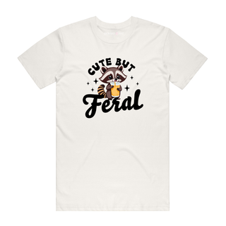 Cute But Feral - Funny T-Shirt - Natural
