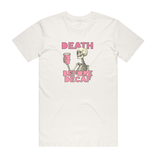 Death Before Decaf - Halloween T-Shirt - Natural
