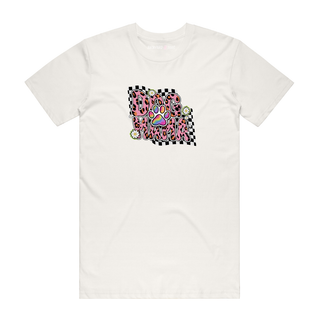 Dog Mama (Chequered) - Mum T-Shirt - Natural