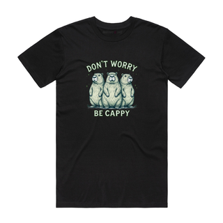 Don't Worry Be Cappy (Group) - Funny T-Shirt - Black