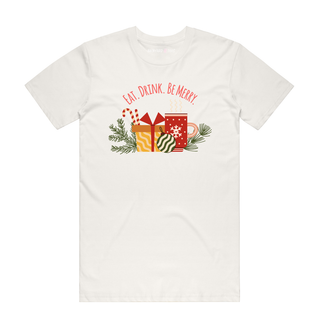 Eat Drink Be Merry - Christmas T-Shirt - Natural