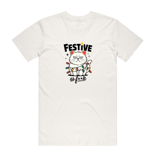 Festive AF (Cat) - Christmas T-Shirt - Natural