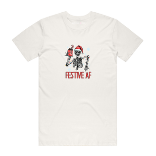 Festive AF (Skeleton) - Christmas T-Shirt - Natural