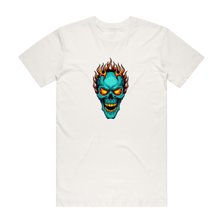 Flame Skull Face - Halloween T-Shirt - Natural