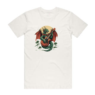 Guitar Playing Dragon - Music T-Shirt - Natural