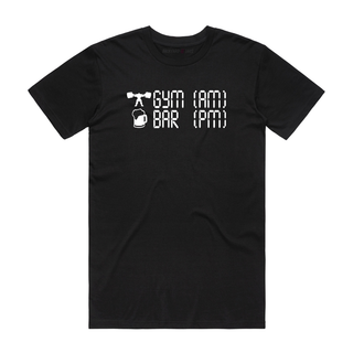 Gym AM Bar PM (White) - Gym T-Shirt - Black