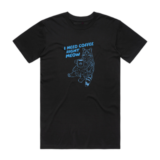 I Need Coffee Right Meow - Graphic T-Shirt - Black