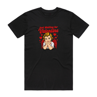 Just Waiting For Valentine - Valentine's Day T-Shirt - Black