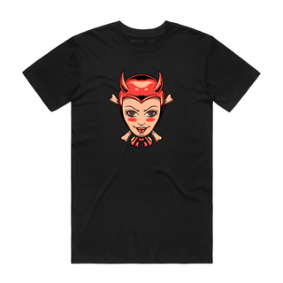 Lady Devil Face - Halloween T-Shirt - Black