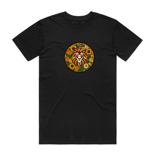 Leo (stained glass) - Zodiac T-Shirt - Black