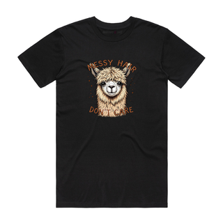 Messy Hair Don't Care - Funny T-Shirt - Black