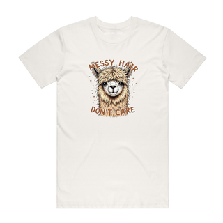 Messy Hair Don't Care - Funny T-Shirt - Natural