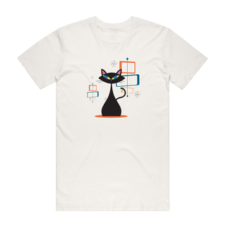 Mid Century Cat - Retro T-Shirt - Natural