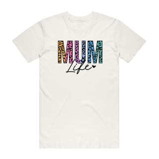 Mum Life (Rainbow) - Mum T-Shirt - Natural