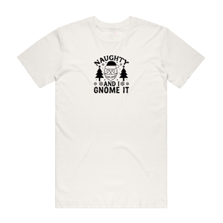 Naughty And I Gnome It - Christmas T-Shirt - Natural