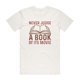 Never Judge A Book - Slogan T-Shirt - Natural