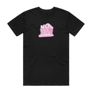 No One Cares (Pink) - Slogan T-Shirt - Black