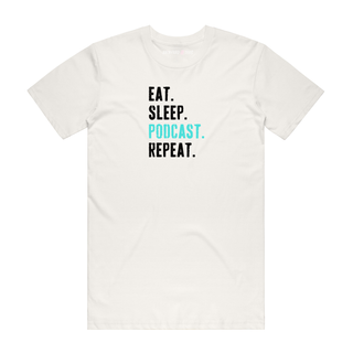 Podcast Repeat - Slogan T-Shirt - Natural