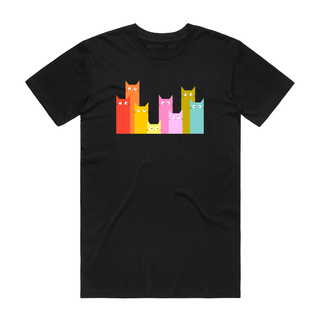 Rainbow Cats - Graphic T-Shirt - Black