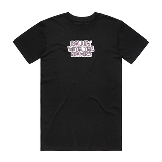 Rollin' With The Homies (pink) - Slogan T-Shirt - Black