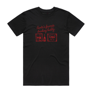 Santa's Favorite Drinking Buddy - Christmas T-Shirt - Black
