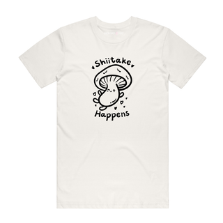 Shiiitake Happens (Black) - Funny T-Shirt - Natural