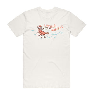 Shrimp Happens - Funny T-Shirt - Natural