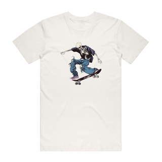 Skateboard Skeleton - Halloween T-Shirt - Natural