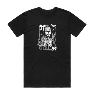 Skeleton Leopard Printed Coffee - Halloween T-Shirt - Black