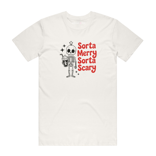 Sorta Merry Sorta Sorta Scary - Christmas T-Shirt - Natural