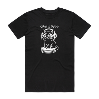 Spin And Purr - Cat T-Shirt - Black
