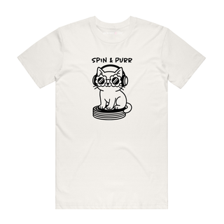 Spin And Purr - Cat T-Shirt - Natural