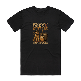 Time Spent With Dogs And Guitars - Music T-Shirt - Black