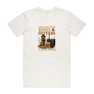 Time Spent With Dogs And Guitars - Music T-Shirt - Natural