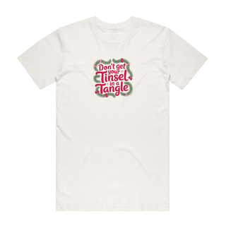 Tinsel In A Tangle - Christmas T-Shirt - Natural
