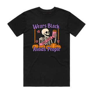 Wears Black Avoids People -  Halloween T-Shirt - Black