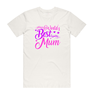 World's Best Mum (Pink) - Mum T-Shirt - Natural