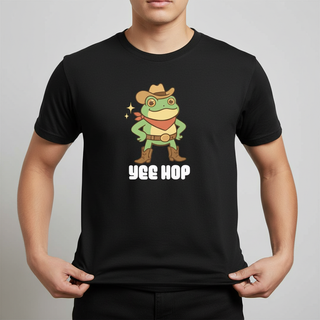 Yee Hop Cowboy Frog - Graphic T-Shirt - Black