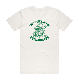 Just Here For The Shenanigans (Frog) - Funny T-Shirt - Natural