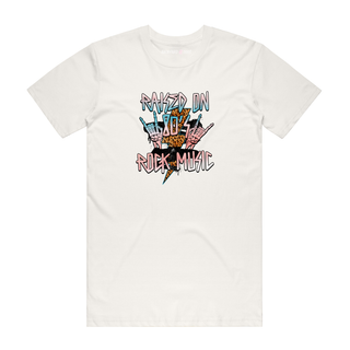 Raised On 80's Rock Music - Music T-Shirt - Natural