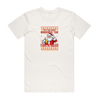 Wonderful Time For A Beer - Christmas T-Shirt - Natural