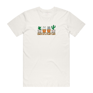 Crazy Cat And Plant Lady - Cat T-Shirt - Natural