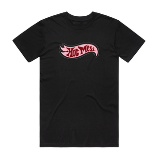 Hot Mess (Pink) - Slogan T-Shirt - Black
